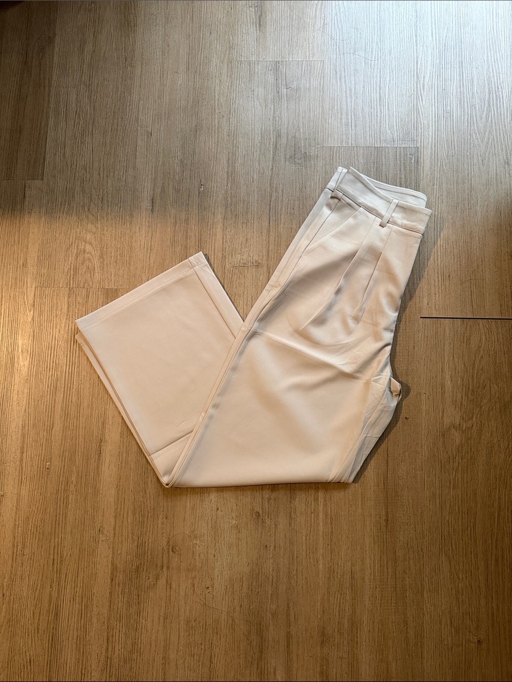 High-Rise Cream Wide-Leg Pantsuit Trousers